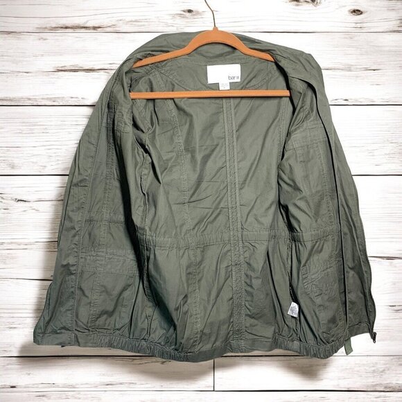 Bar III Dusty Olive Utility Field Jacket 100% Cotton Zip Front Sz Small - Picture 4 of 6